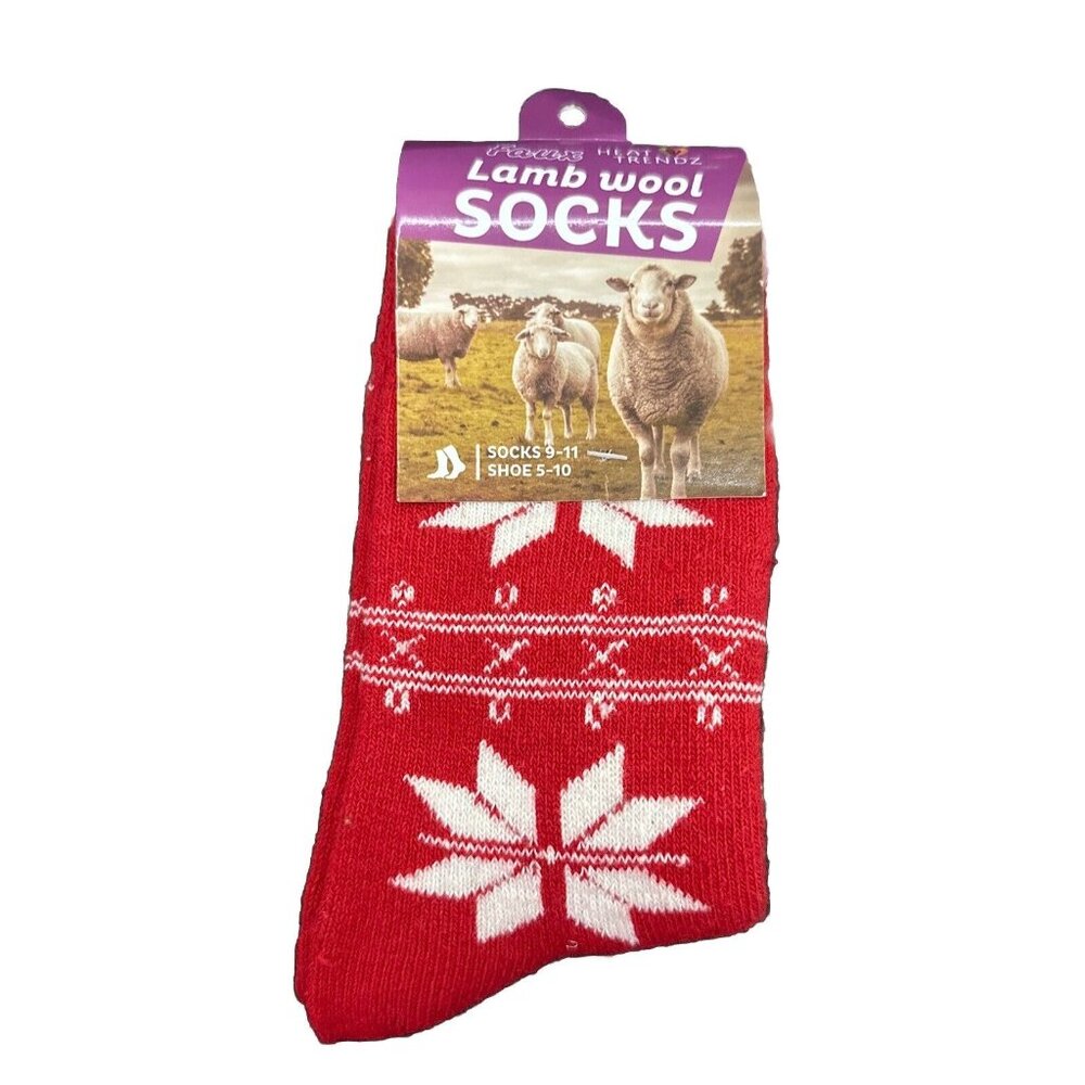 Heat Trendz womens Lambs wool blend socks red fairisle NWT 5-10